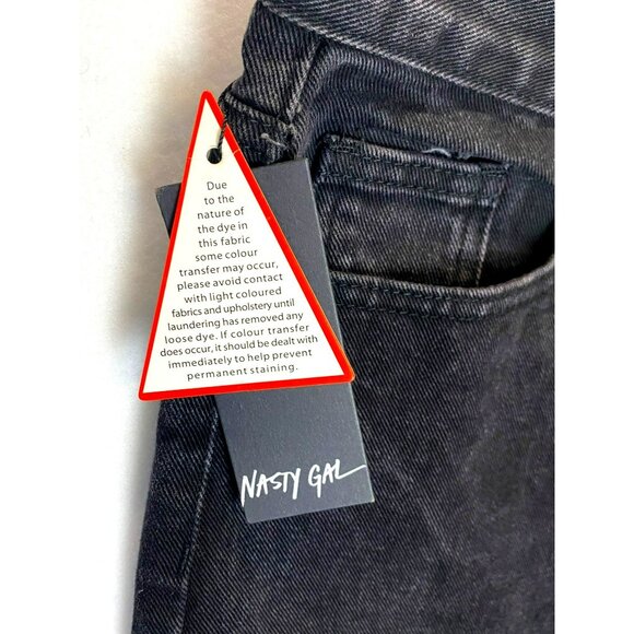 Nasty Gal Jeans NWT! Strike a Pose Distressed High Rise Mom US Size 10 Black - Picture 7 of 12